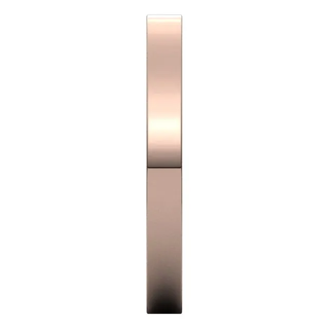 10K Rose Gold Flat Comfort Fit Wedding Band, 2.5 mm Wide
