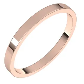 10K Rose Gold Flat Wedding Band, 2 mm Wide