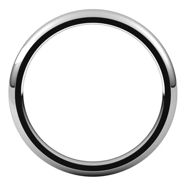 10K White Gold Domed Comfort Fit Wedding Band, 2.5 mm Wide