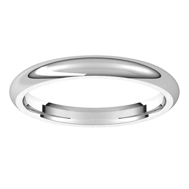 10K White Gold Domed Comfort Fit Wedding Band, 2.5 mm Wide
