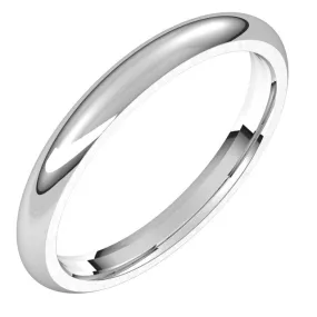 10K White Gold Domed Comfort Fit Wedding Band, 2.5 mm Wide