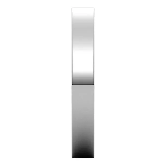 10K White Gold Flat Wedding Band, 3 mm Wide
