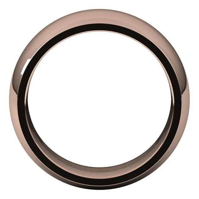 14K Rose Gold Domed Comfort Fit Wedding Band, 9 mm Wide