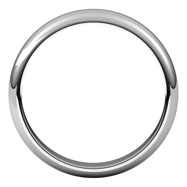 14K White Gold Half Round Wedding Band, 4 mm Wide