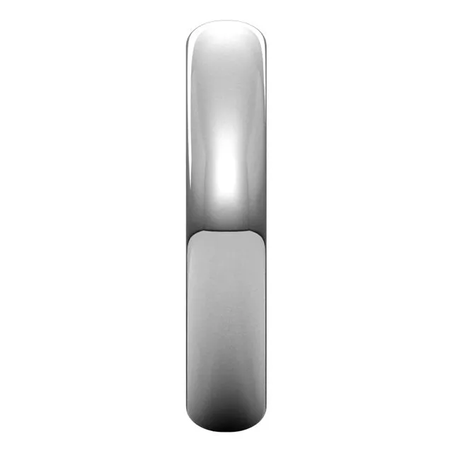 14K White Gold Half Round Wedding Band, 4 mm Wide