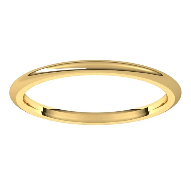 14K Yellow Gold Domed Comfort Fit Wedding Band, 1.5 mm Wide
