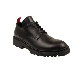 424 ON FAIRFAX Black Leather Red Tab Derby Shoes