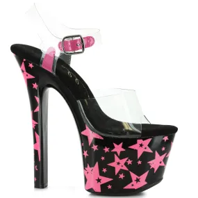 711-STARLA 7" Heel With Blacklight Reflective Stars