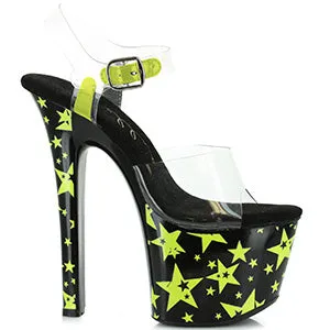 711-STARLA 7" Heel With Blacklight Reflective Stars