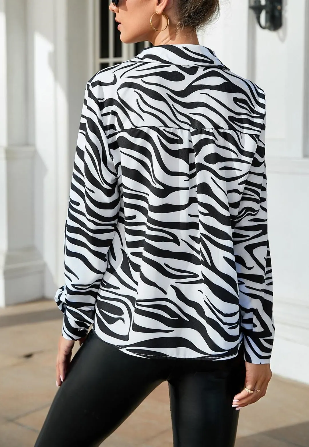Abstract Print Button Collared Shirt