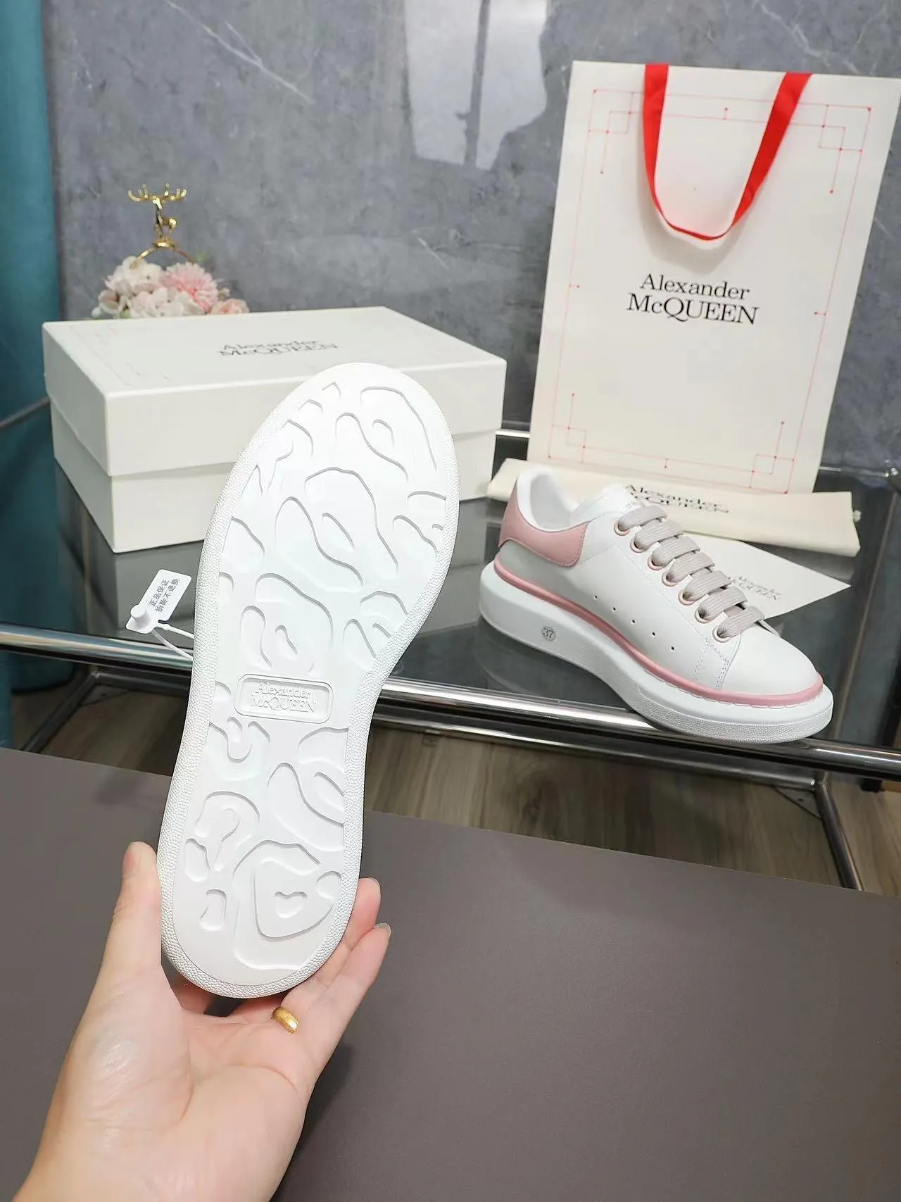 ALMC Pink and White Oversized  Sneakers-035