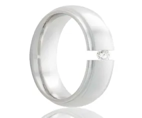 Cobalt Domed Tension Set Diamond Step Edge Ring