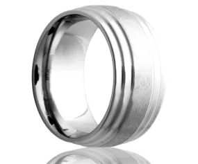 Cobalt Double Step Edge Satin Ring