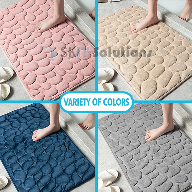 Cobblestone Embossed Bathroom Bath Mat Memory Foam Rugs Shower Room Absorbent Non-Slip Pad Floor Carpets Doormat