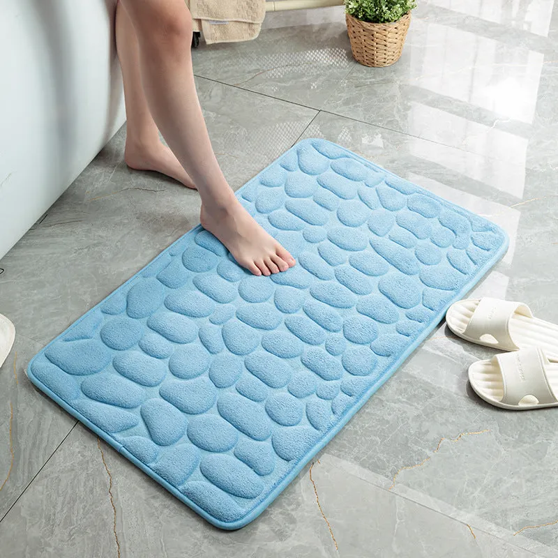 Cobblestone Embossed Bathroom Bath Mat Memory Foam Rugs Shower Room Absorbent Non-Slip Pad Floor Carpets Doormat