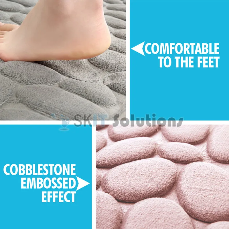 Cobblestone Embossed Bathroom Bath Mat Memory Foam Rugs Shower Room Absorbent Non-Slip Pad Floor Carpets Doormat