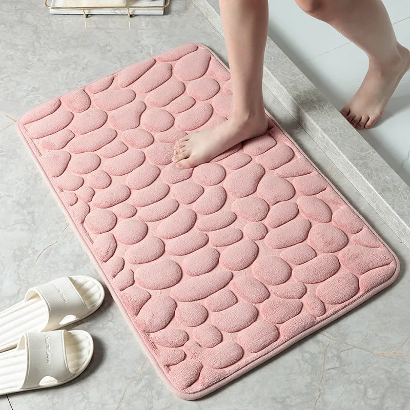 Cobblestone Embossed Bathroom Bath Mat Memory Foam Rugs Shower Room Absorbent Non-Slip Pad Floor Carpets Doormat