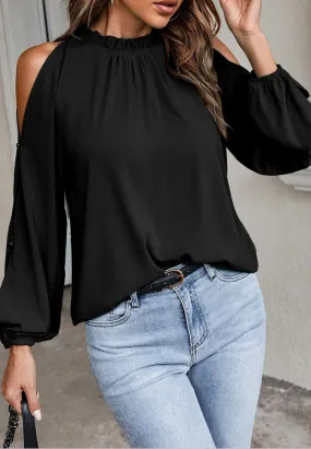 Cold Shoulder Long Sleeve Blouse