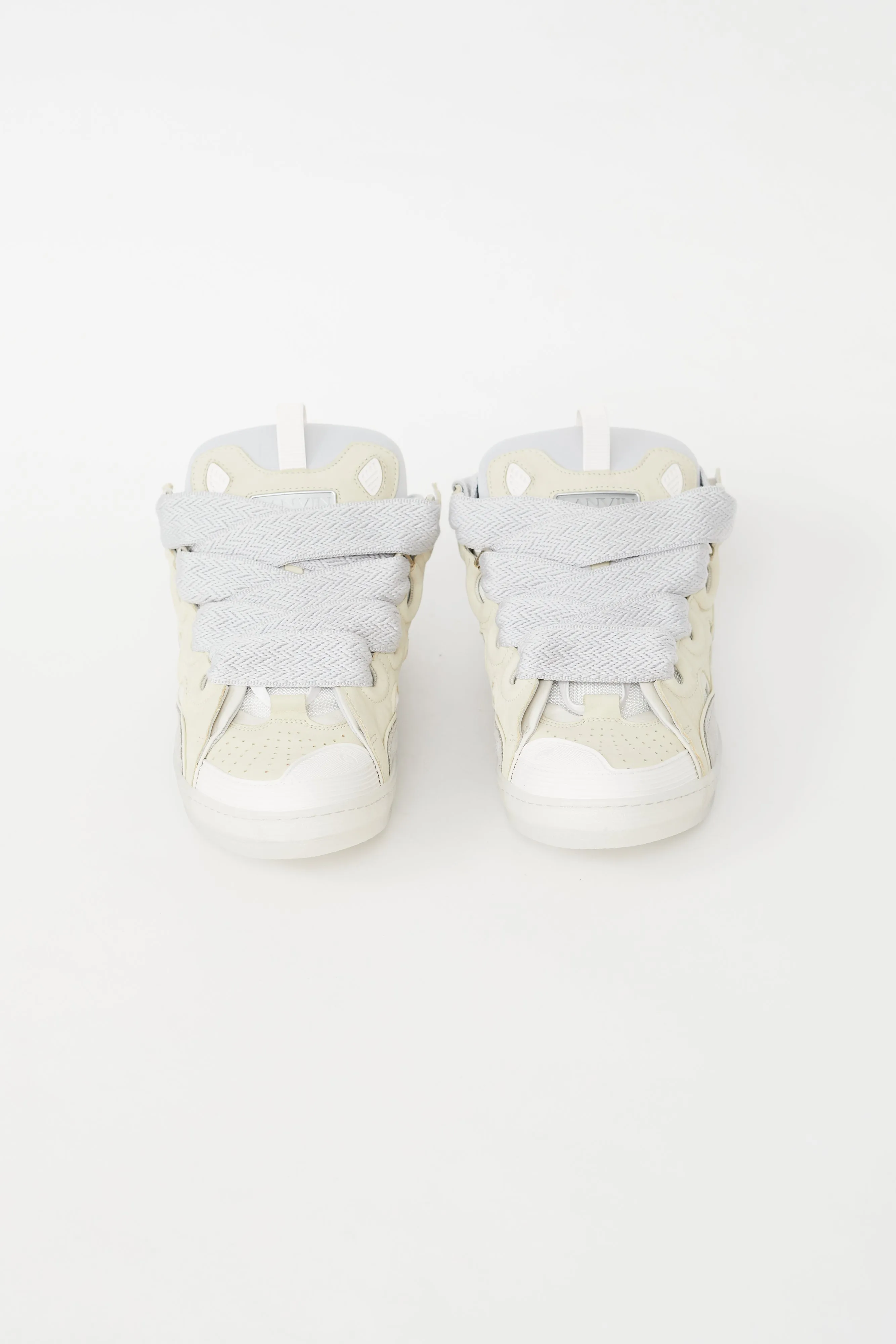 Cream & Grey Leather Curb Sneaker