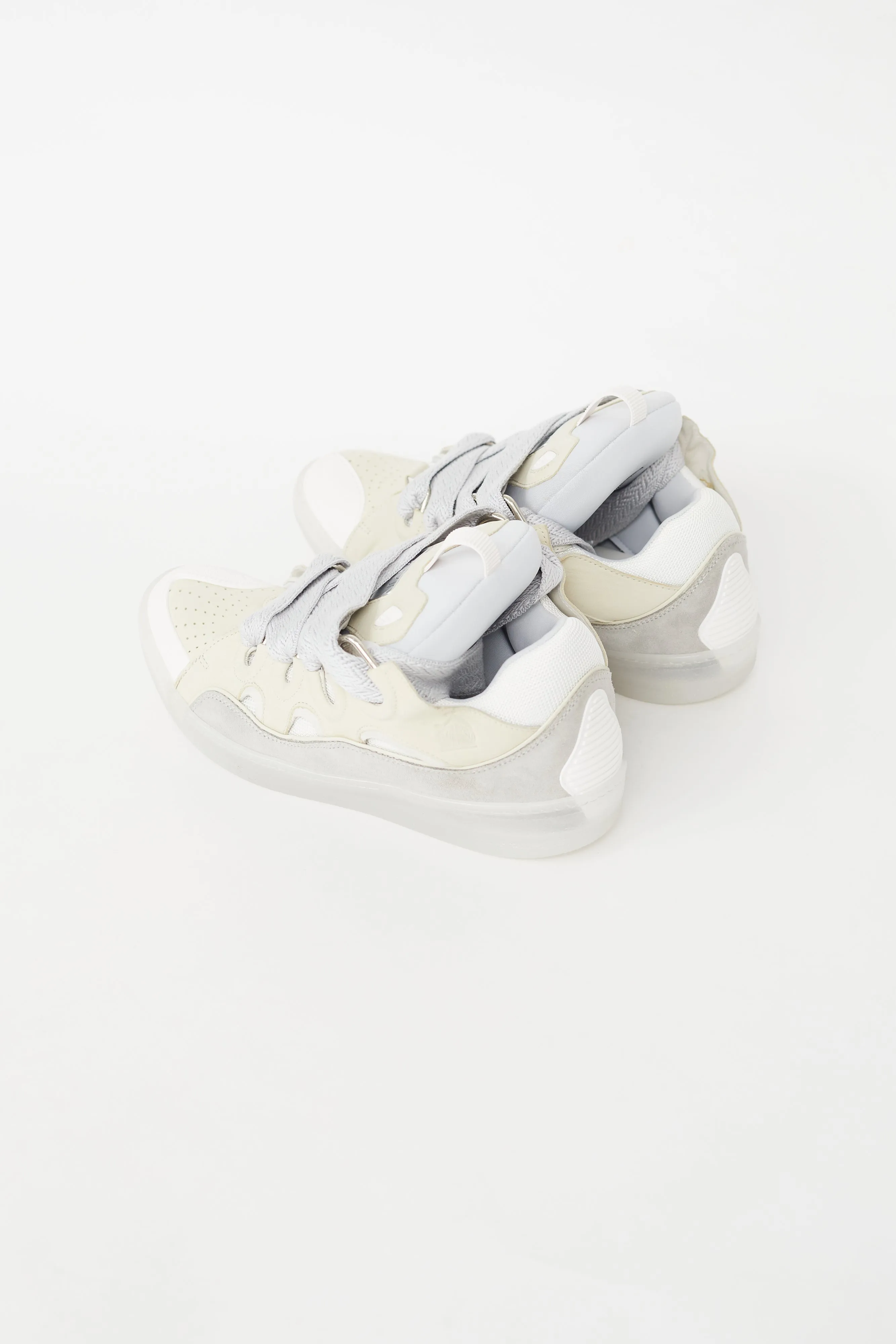 Cream & Grey Leather Curb Sneaker