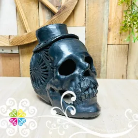 Extra Large Calado Skull  - Black Clay Oaxaca
