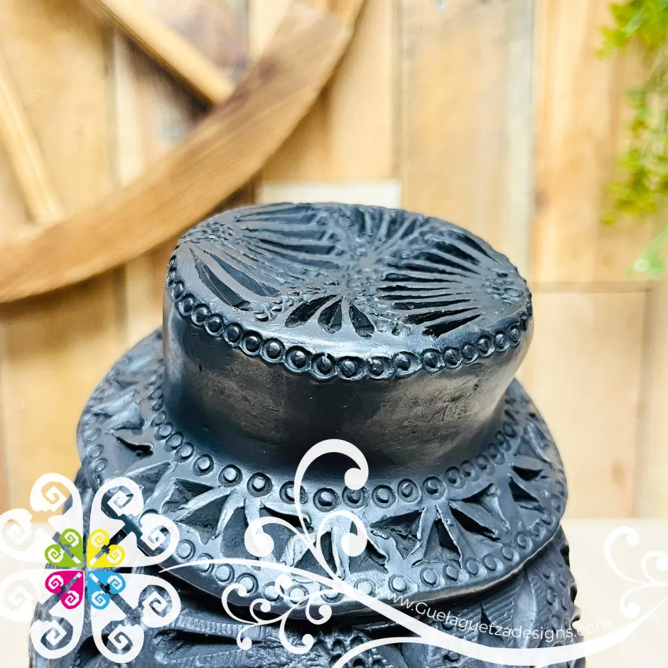 Extra Large Calado Skull  - Black Clay Oaxaca