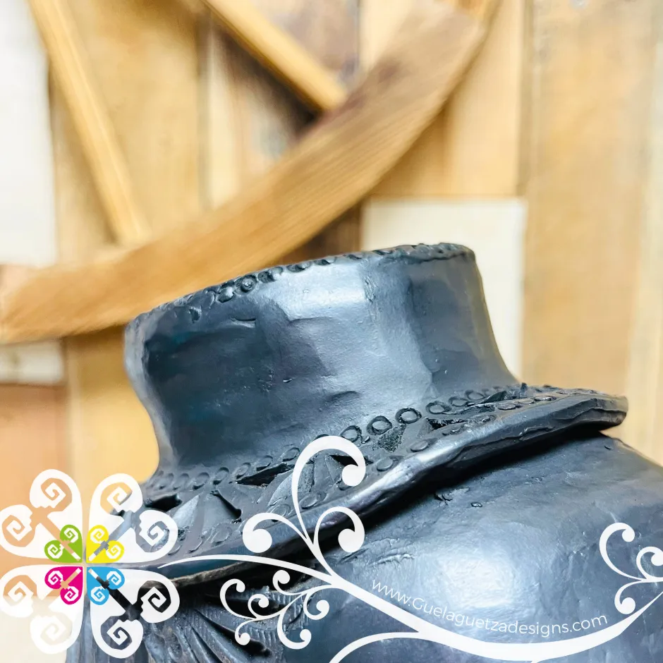 Extra Large Calado Skull  - Black Clay Oaxaca