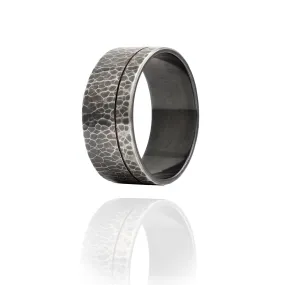 Extra Wide Hammered Line Ring
