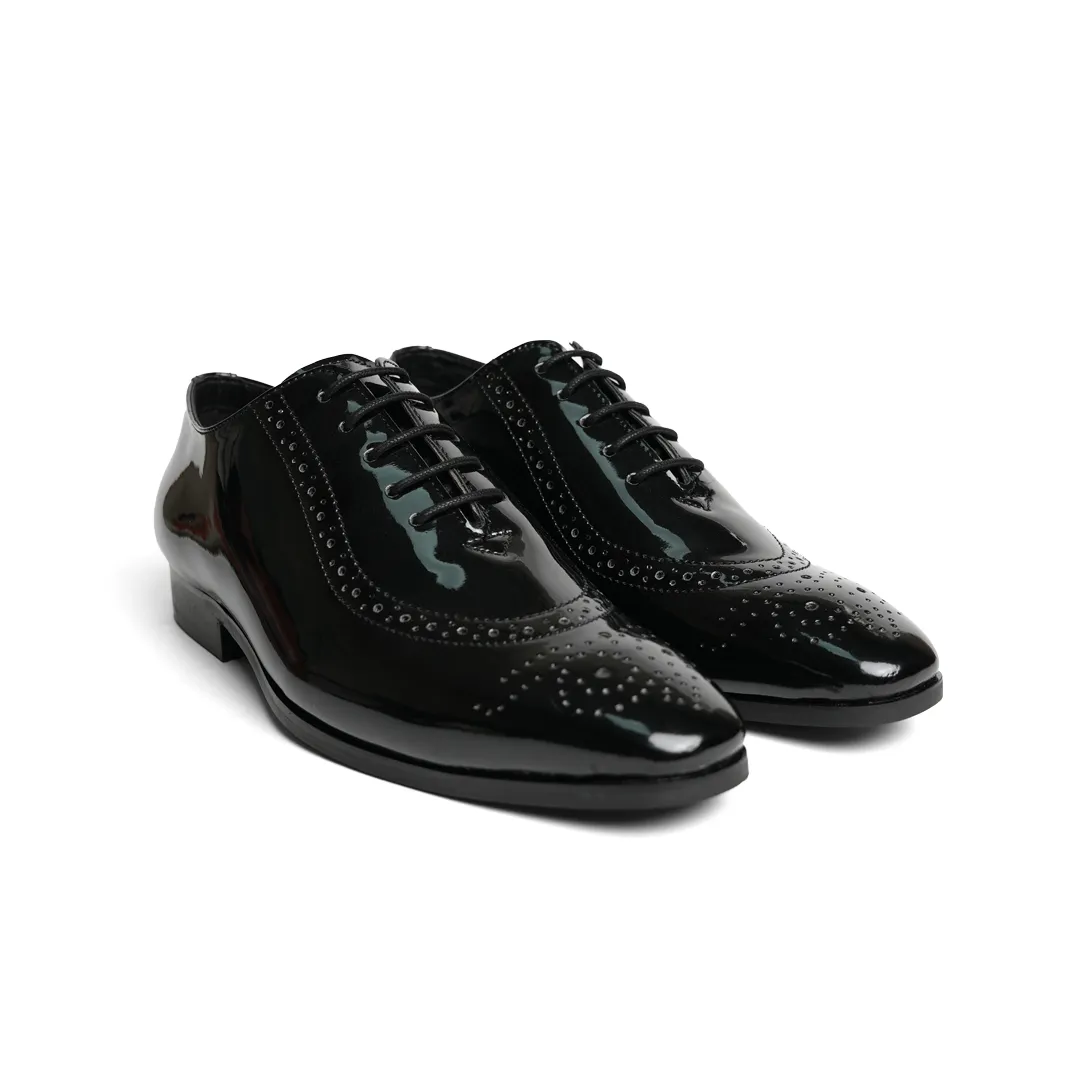 Glossy Classic Patent Oxford Lace-Ups - Black