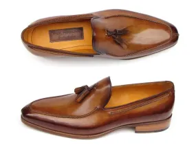 Handgemachte Schuhe aus den Paul Parkman Herren Quaste Loafer Kamel & Braun handbemalt