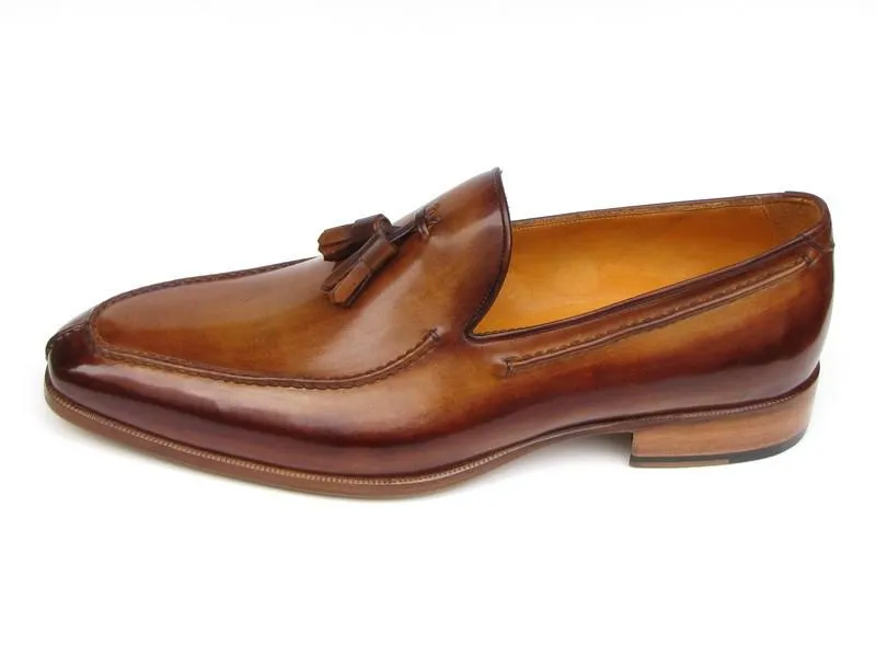 Handgemachte Schuhe aus den Paul Parkman Herren Quaste Loafer Kamel & Braun handbemalt