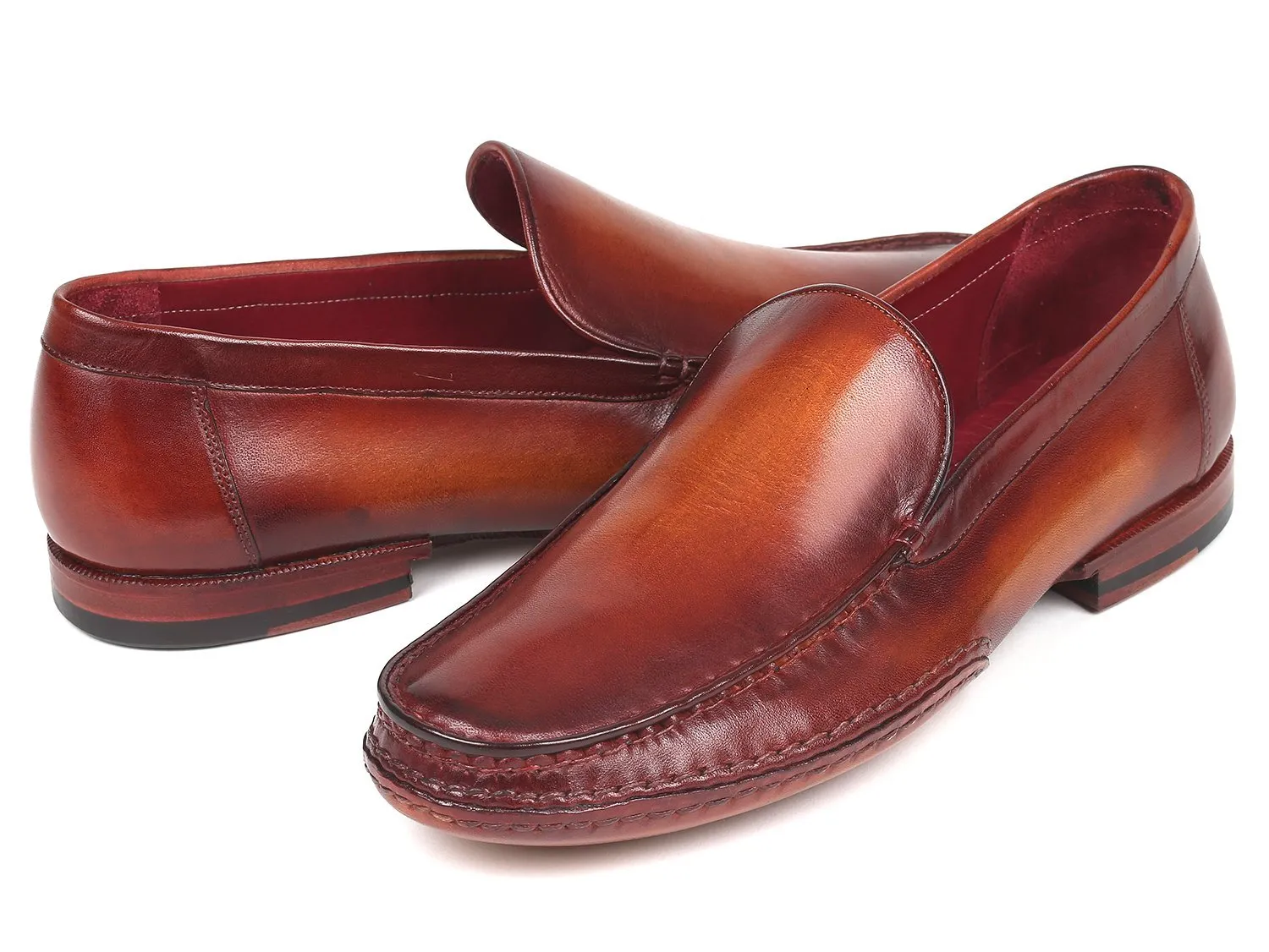 Handgemachte Schuhe aus den USA Paul Parkman handgenähte Mokassins Brown