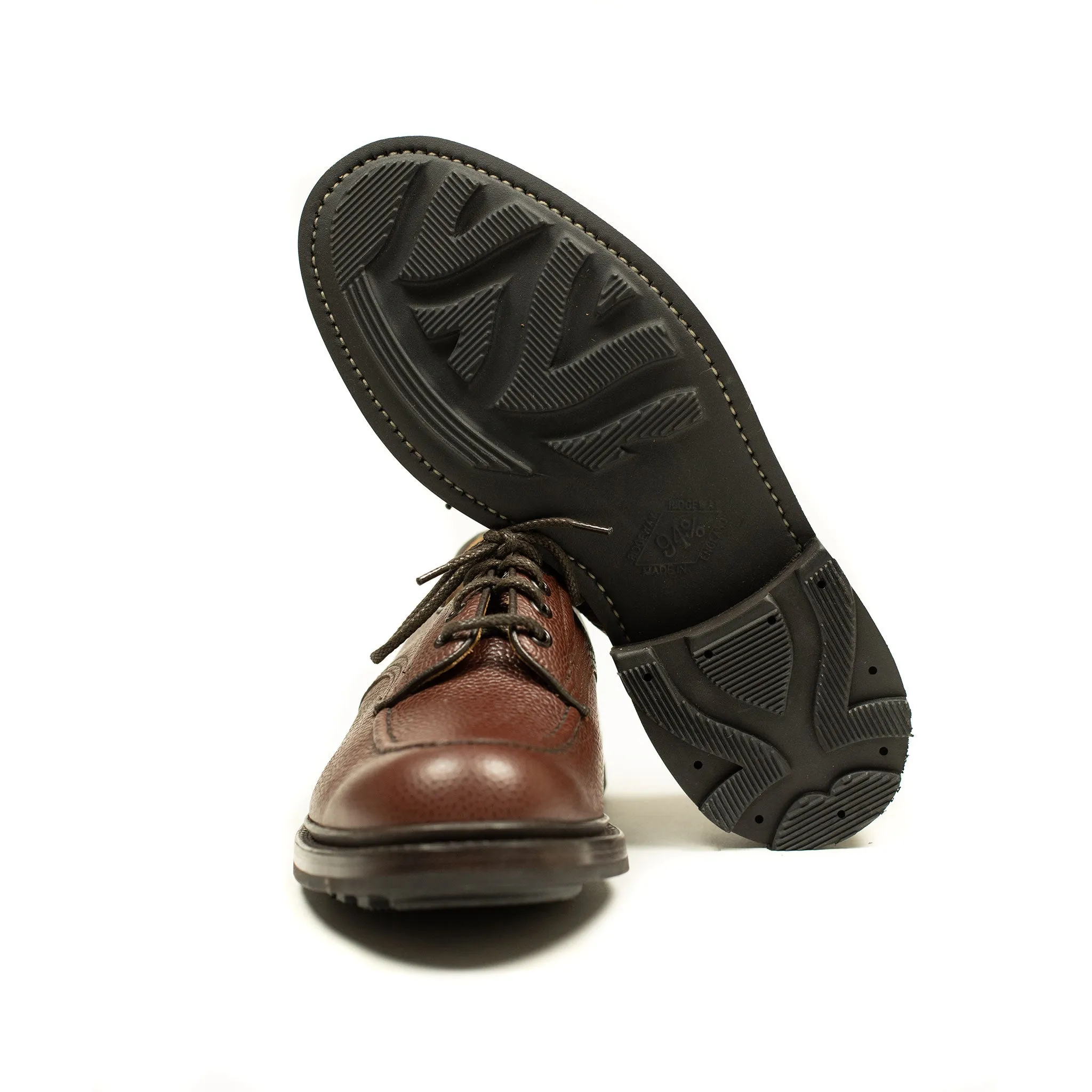 Heath moc toe derby in walnut brown Zug grain calf