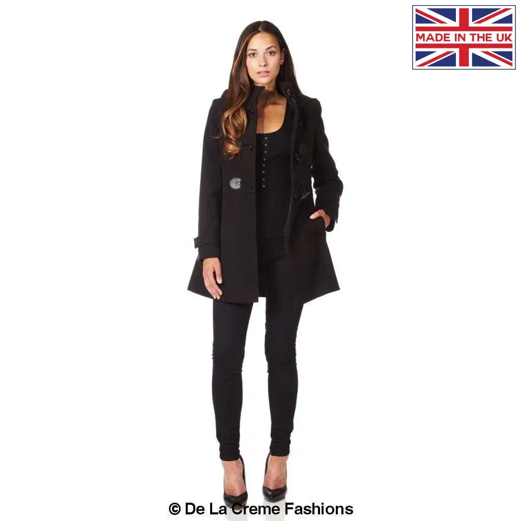 Hooded Toggle Fastened Slim Fit Coat