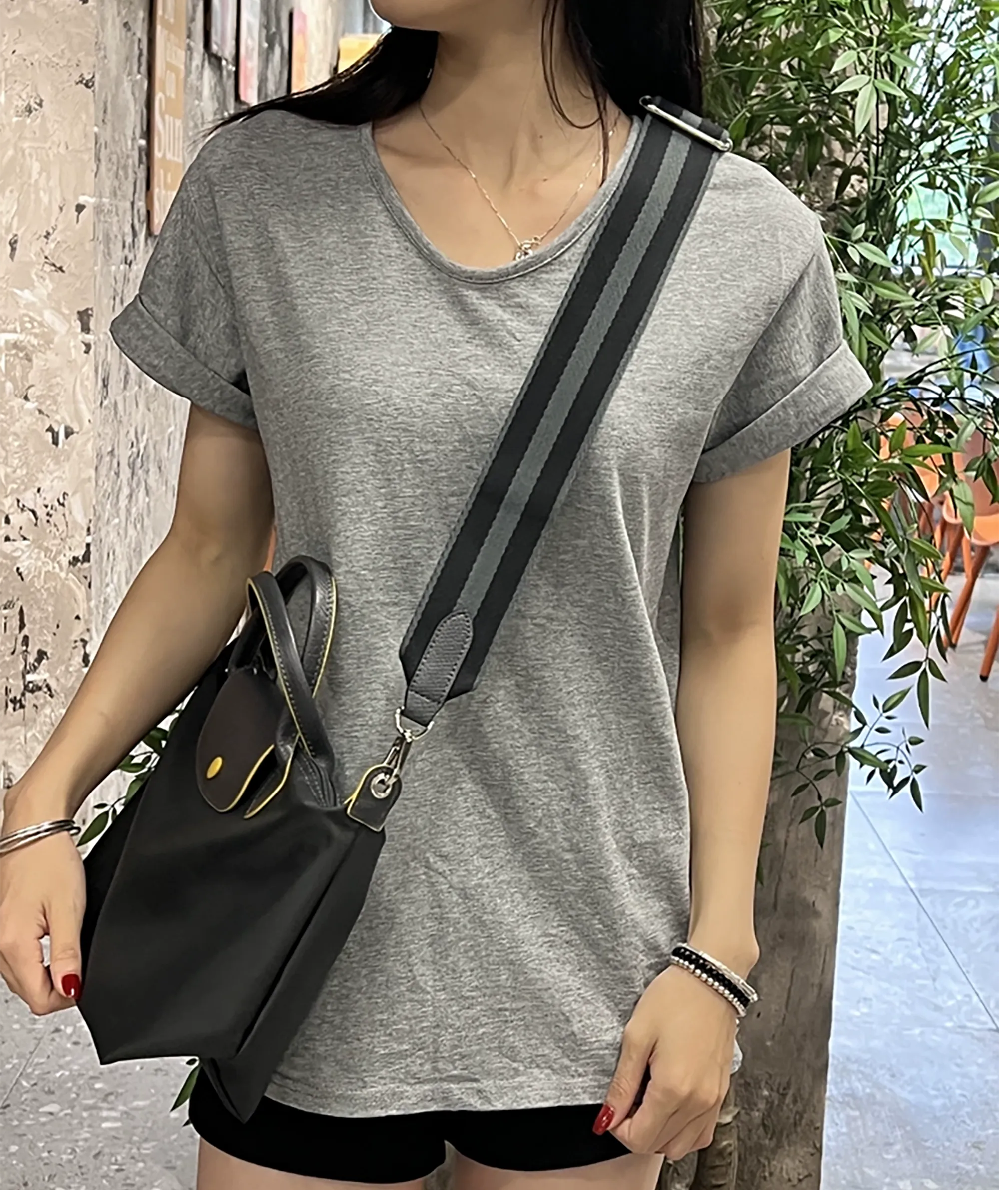 Le Pliage Energy bag adjustable bag strap,canves 4.7cm wide canvas straps, diagonal stripes instead of straps