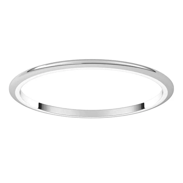 Palladium Half Round Wedding Band, 1 mm Wide