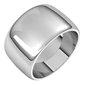 Palladium Half Round Wedding Band, 12 mm Wide