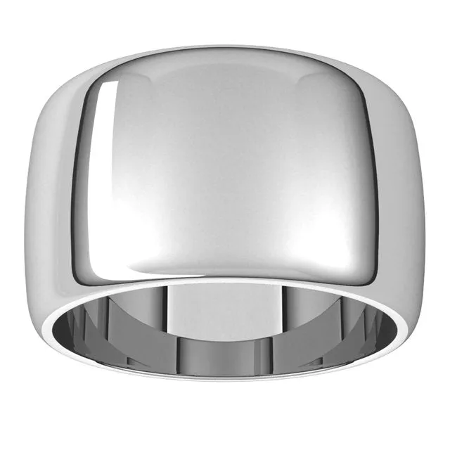 Palladium Half Round Wedding Band, 12 mm Wide