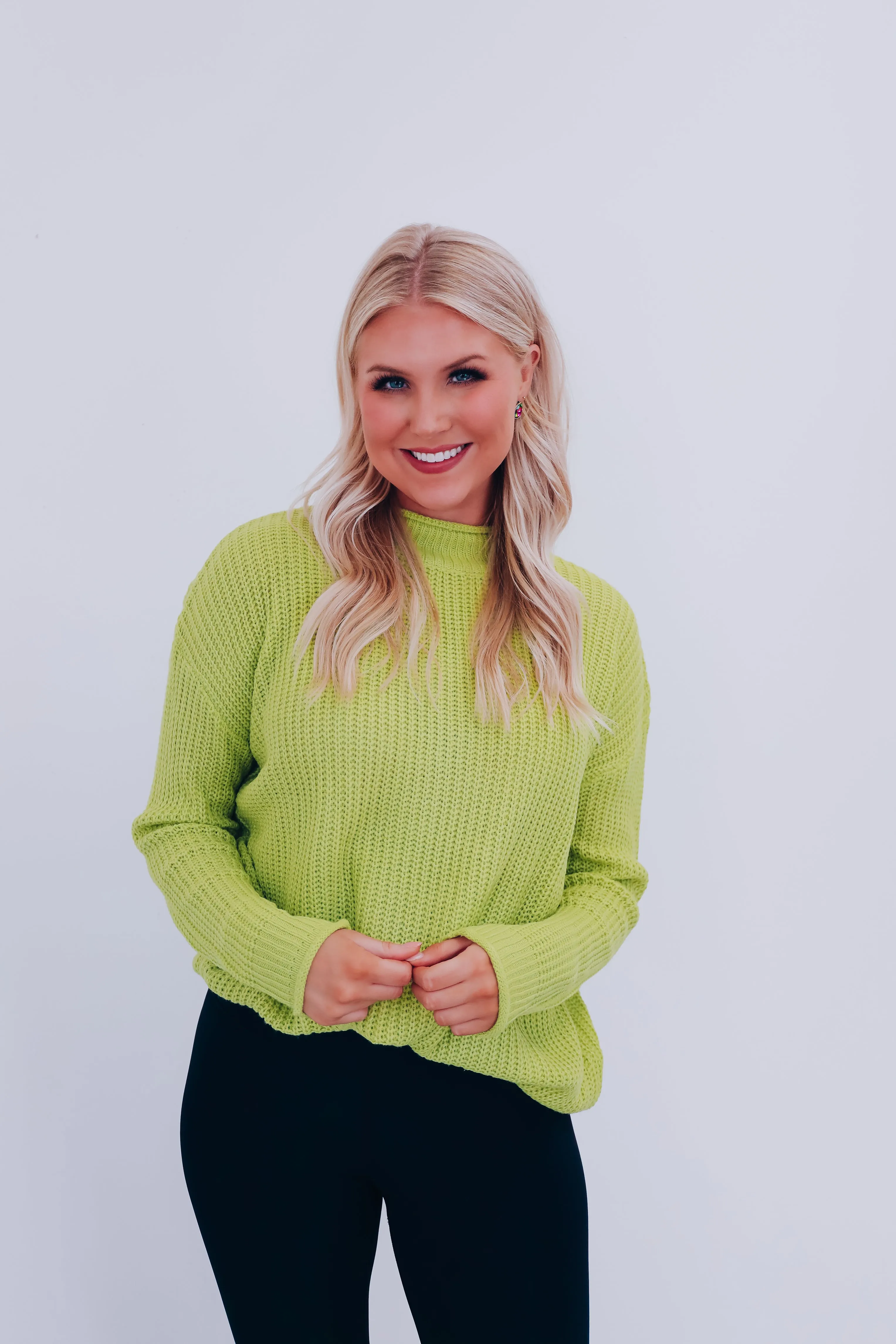 Saratoga Solid Knit Oversized Sweater - Apple Green