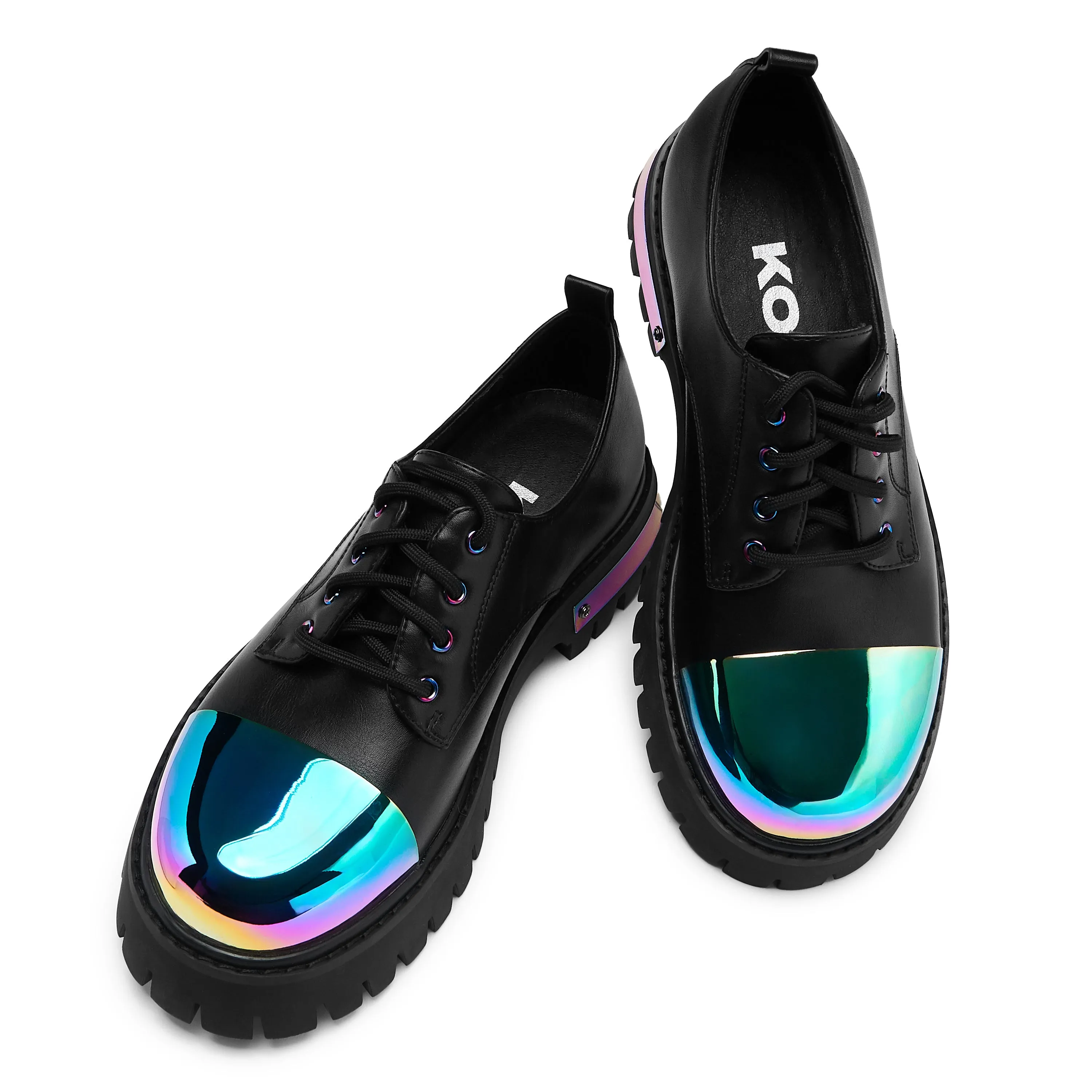 Shelob Mens Black Iridescent Metal Toe Cap Derby Shoes