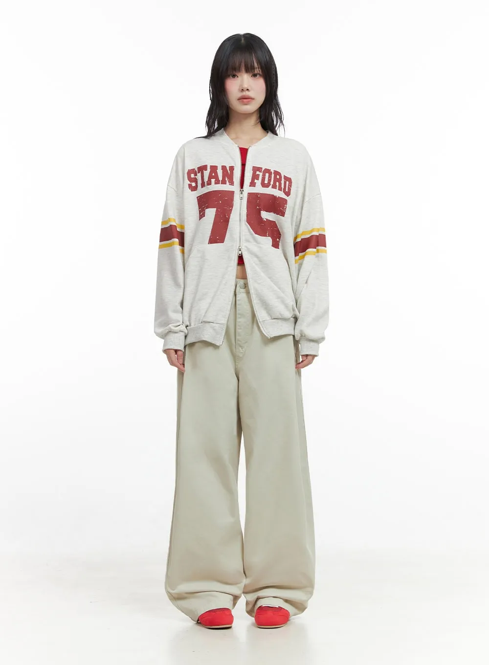 Solid Wide-Fit Pants IO430