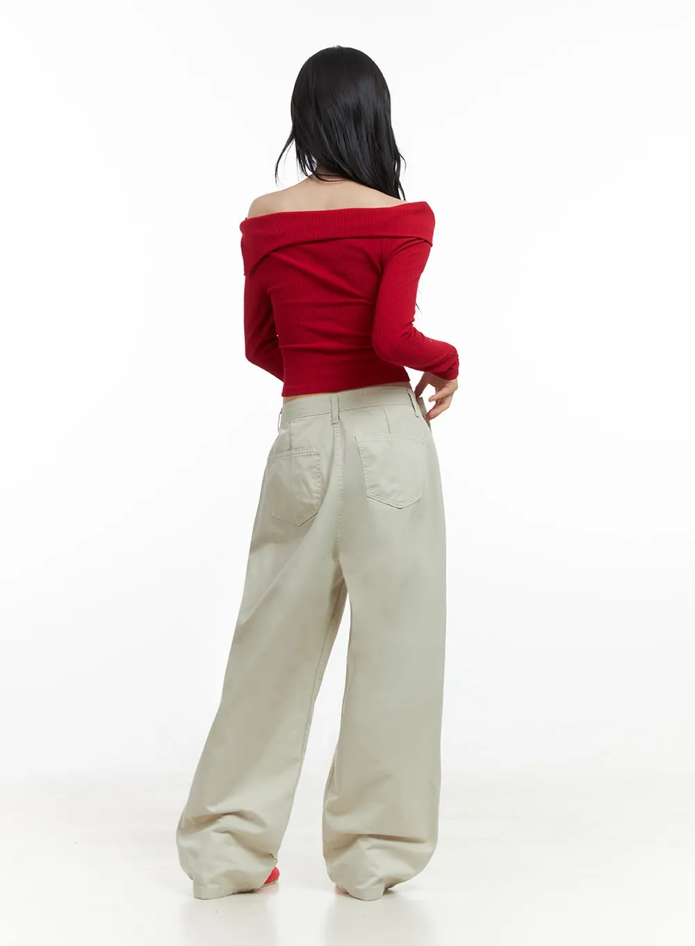 Solid Wide-Fit Pants IO430