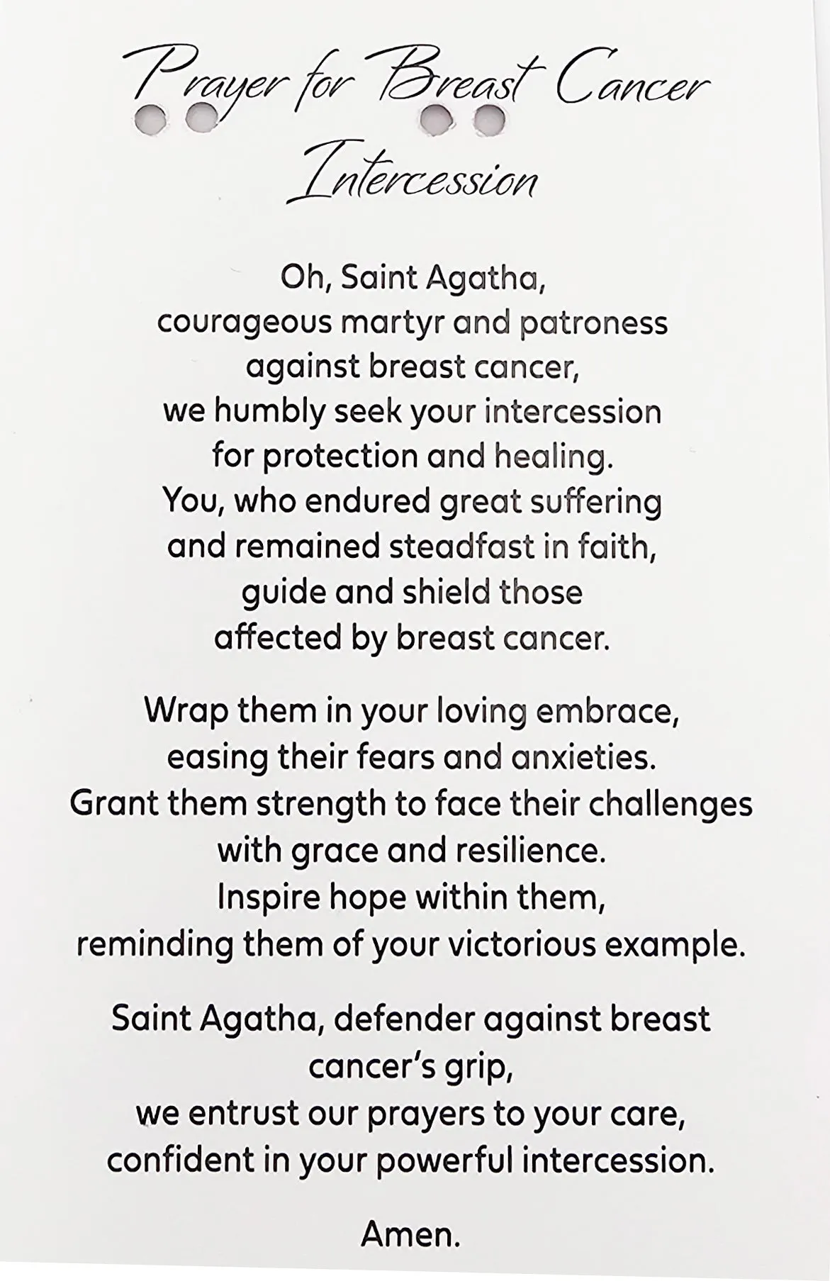 Uplifting Blessings One Decade Pink Saint Rosary and Pray Card, St Agatha Breast Cancer