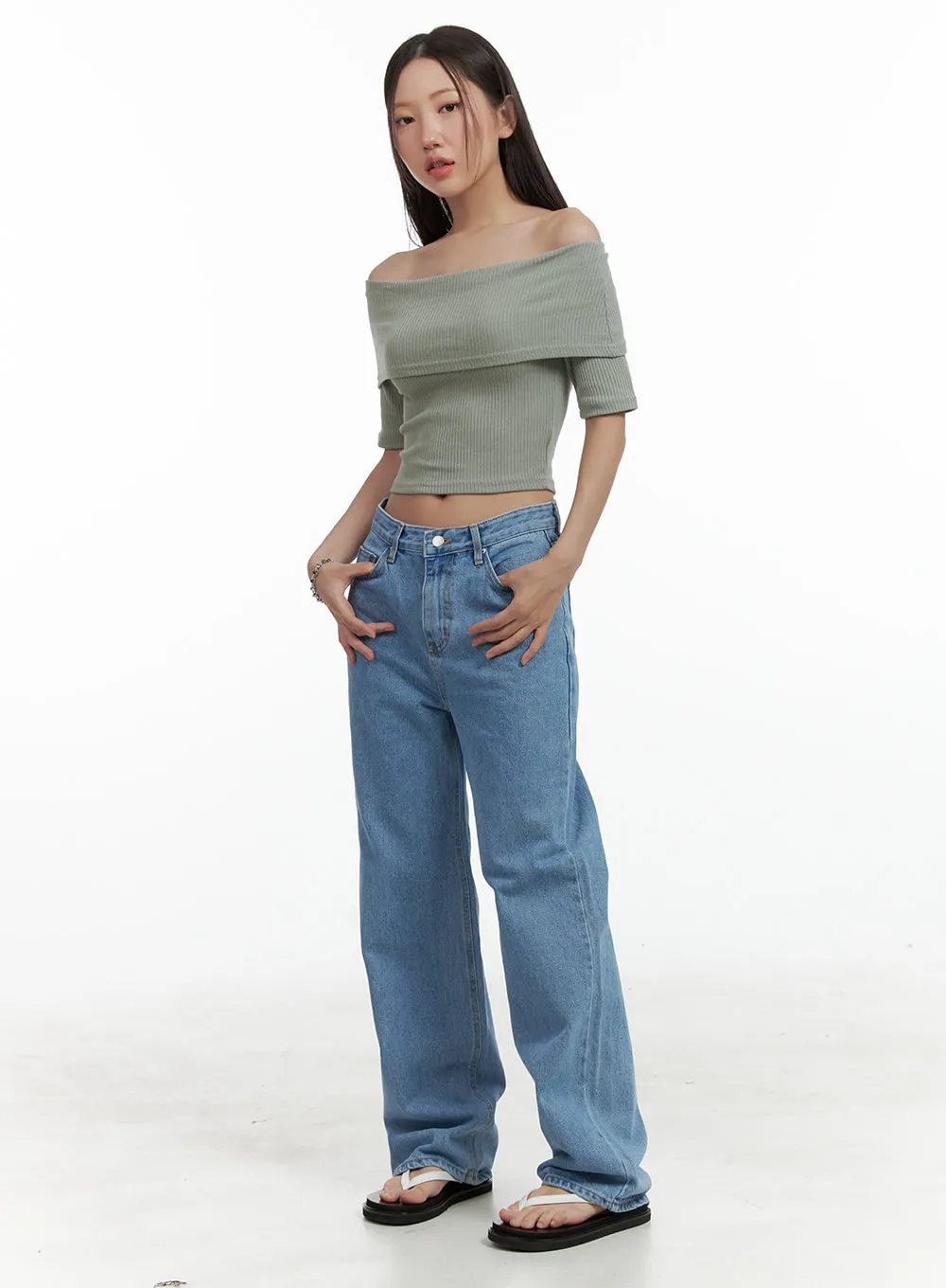 Washed Wide Fit Jeans OL401
