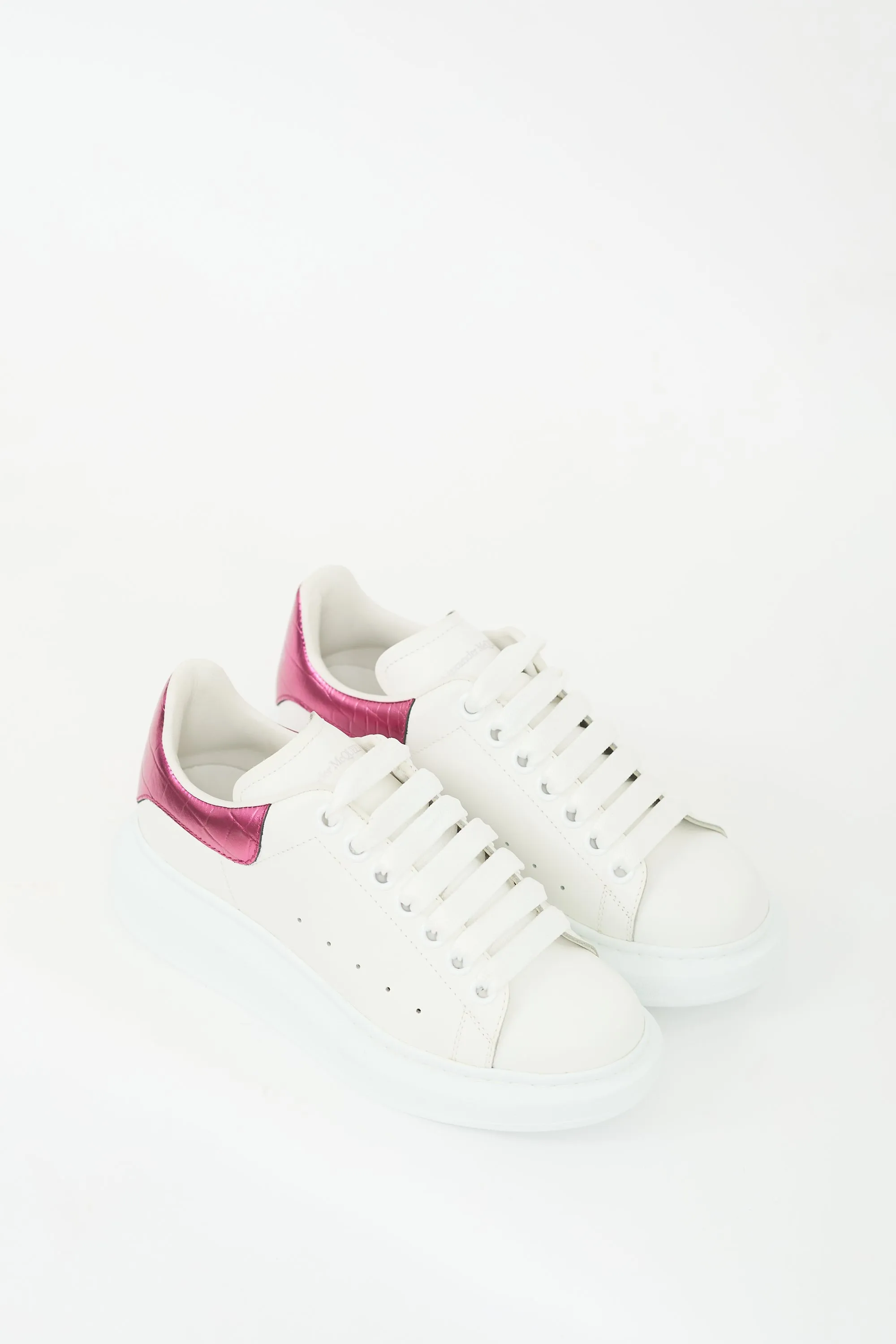 White & Pink Leather Oversized Sneaker