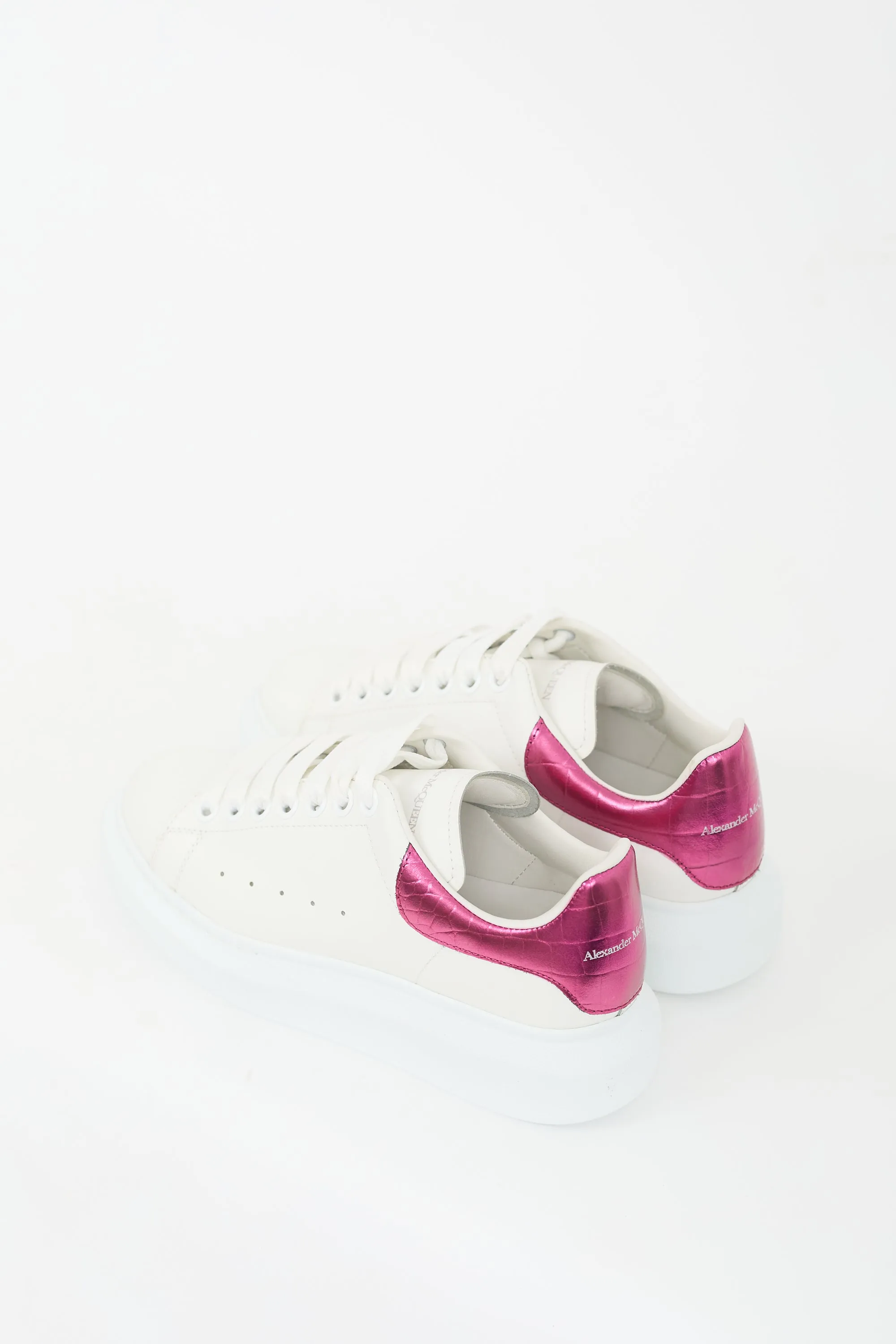 White & Pink Leather Oversized Sneaker