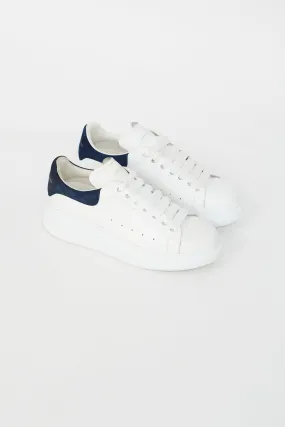 White and Blue Leather Oversized Sneakers