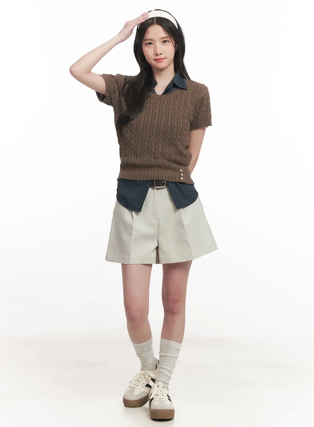 Wide-Fit Pintuck Shorts CA510