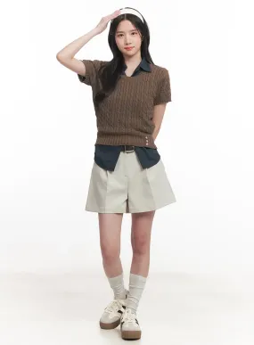 Wide-Fit Pintuck Shorts CA510